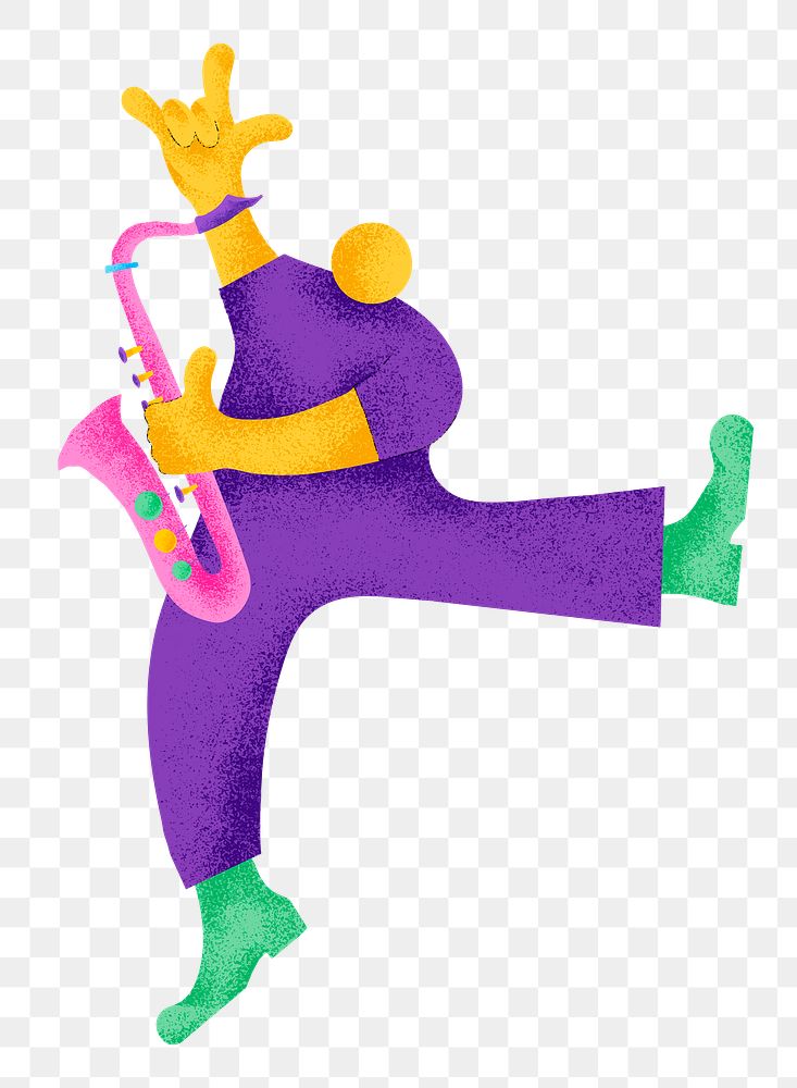 Saxophonist png sticker colorful musician flat graphic