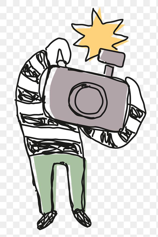 Colorful hand drawn photographer transparent png clipart