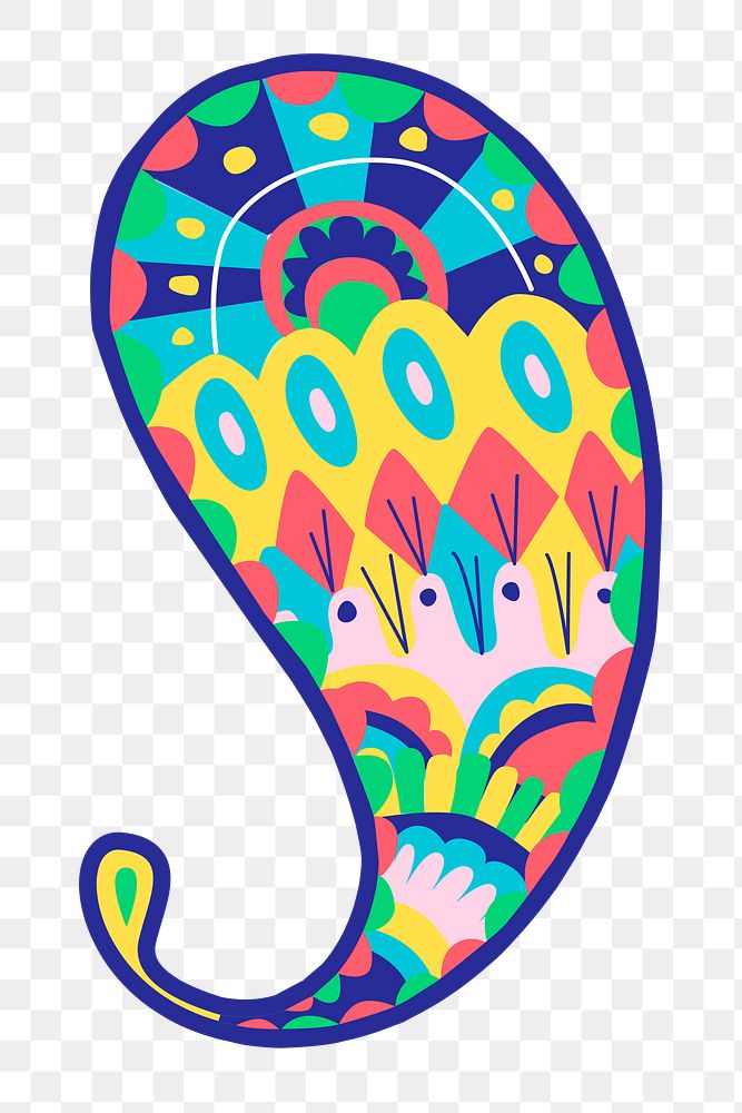Colorful paisley pattern png sticker