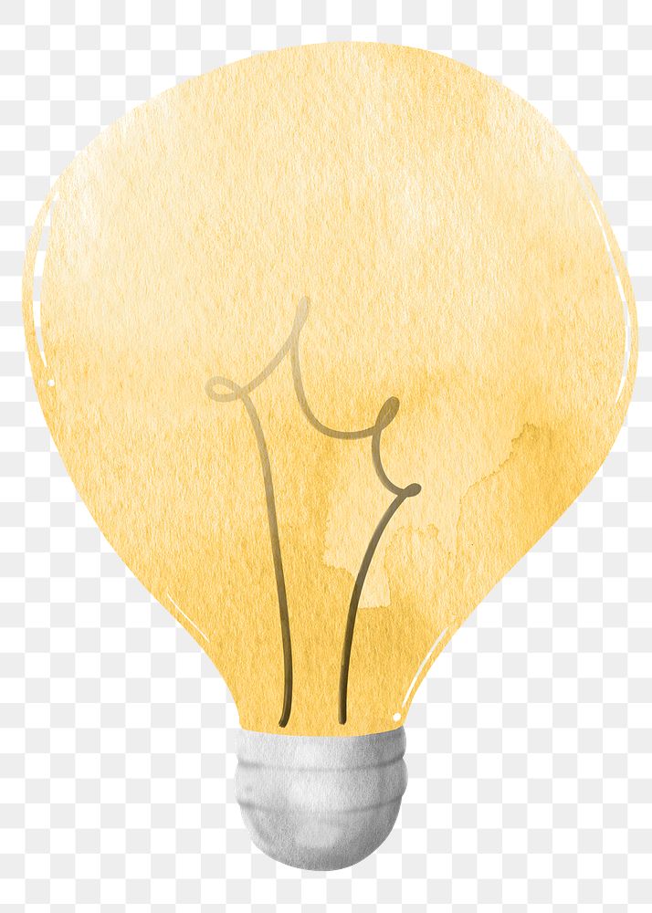 Png light bulb in watercolor design element