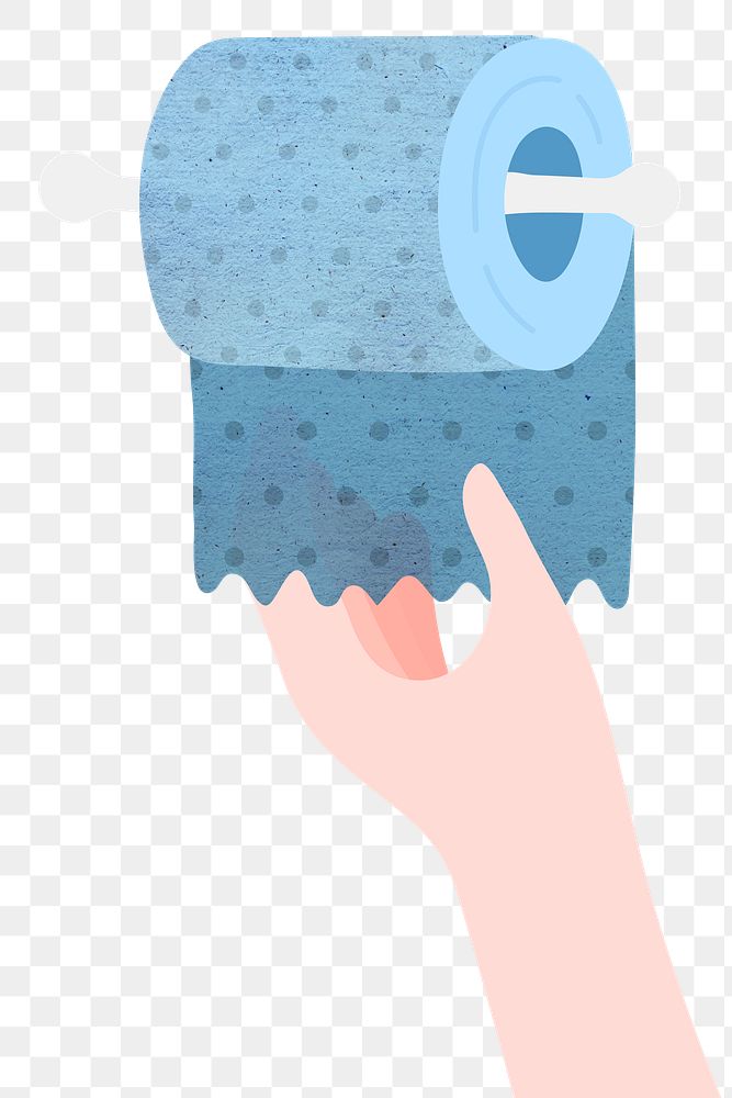 Hand getting a blue toilet tissue element transparent png
