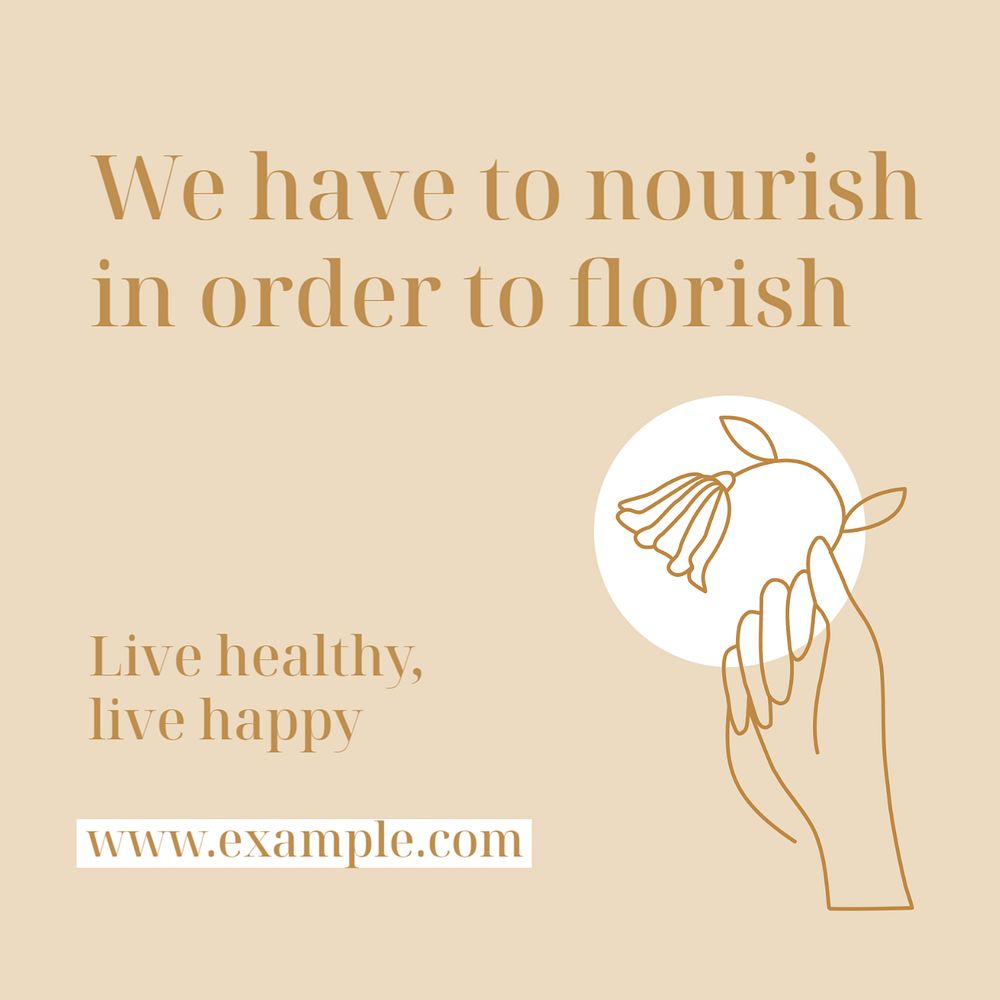 Wellness aesthetic instagram post template, editable text