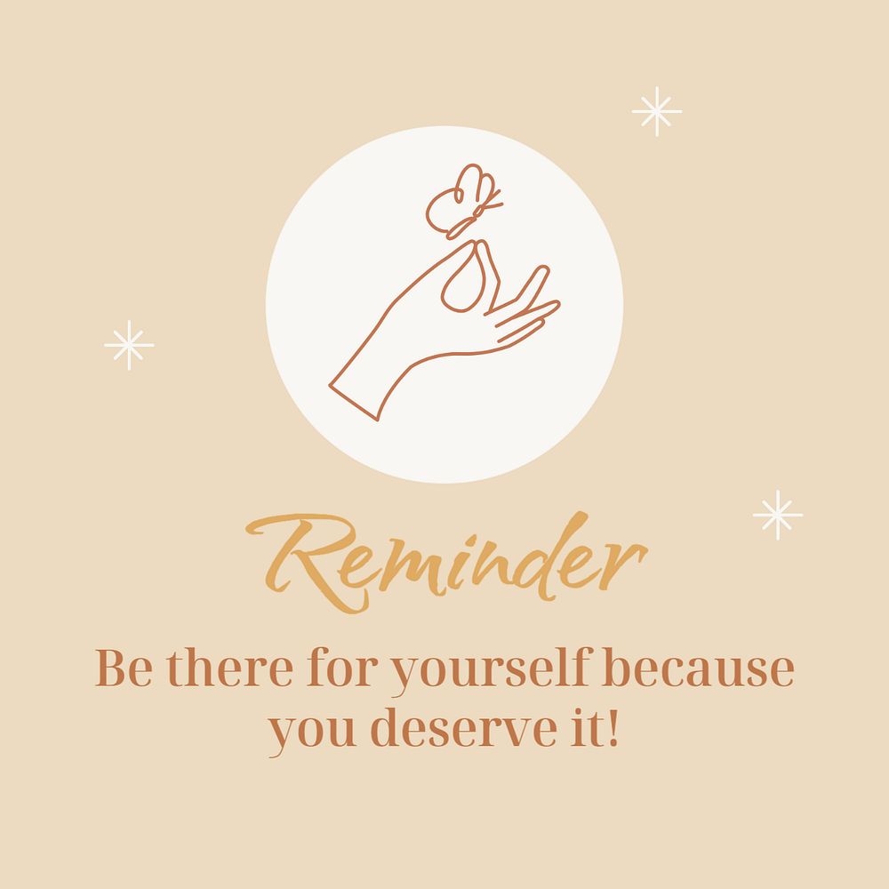 Self love instagram post template, minimal design, editable text