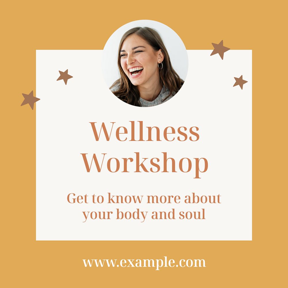 Wellness workshop instagram ad template, aesthetic editable text