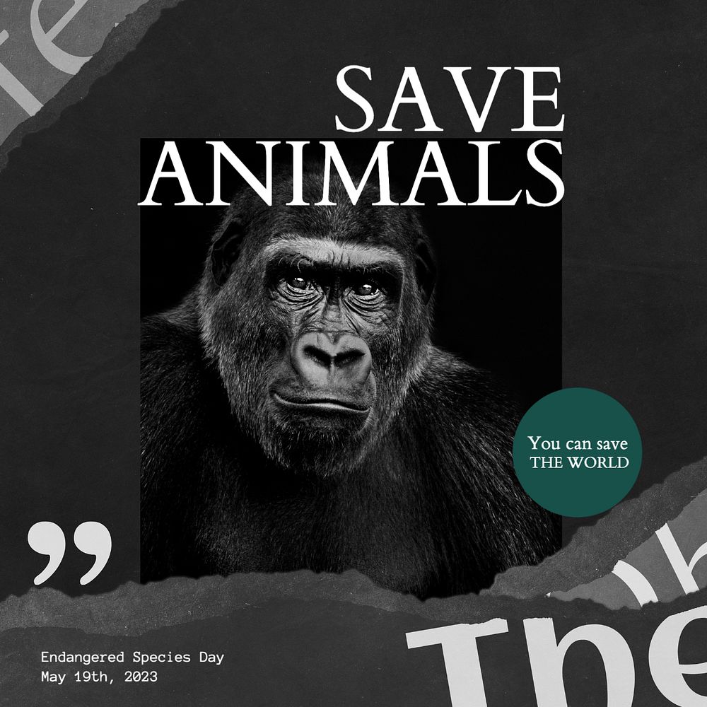 Save animals Instagram post template, editable design