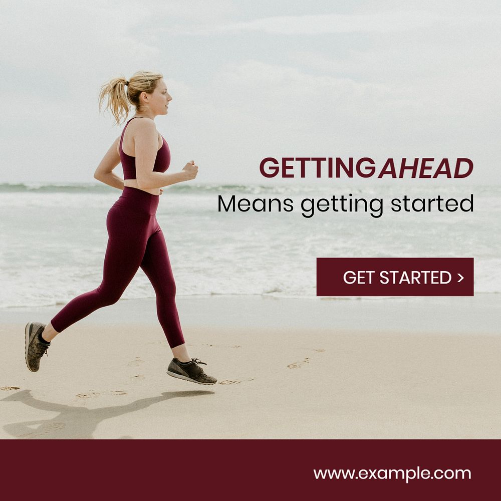 Jogging woman Instagram post template, wellness ad
