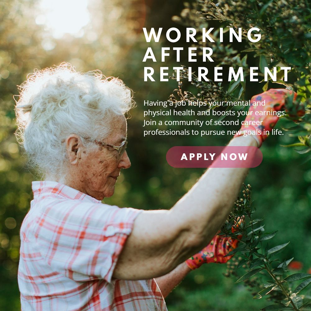 Retirement job Facebook ad template, farming industry design