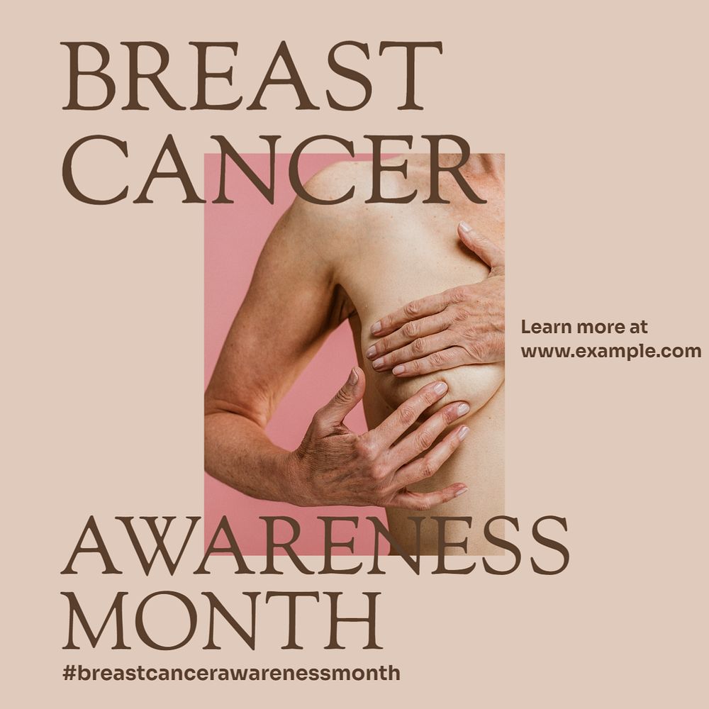 Breast cancer awareness Instagram post template, editable design