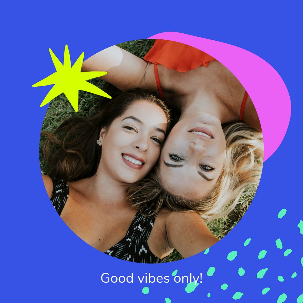 Editable instagram post with round frame and bold color 