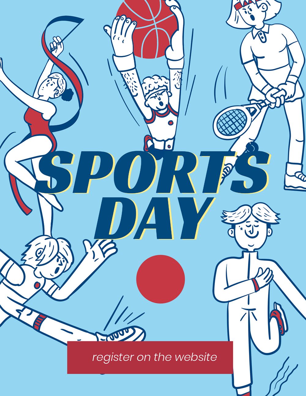 Sports day flyer template, cute athlete illustration