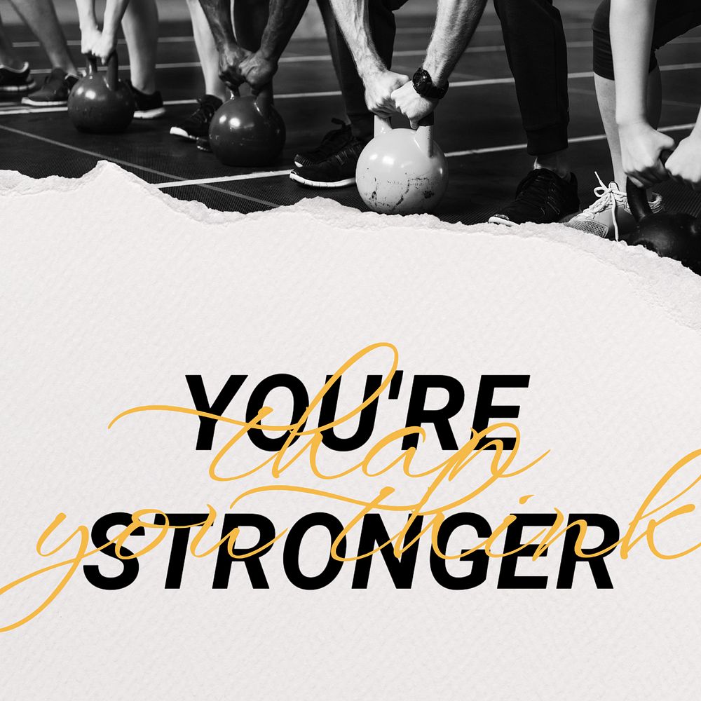 You're stronger Instagram post template, inspirational sports quote