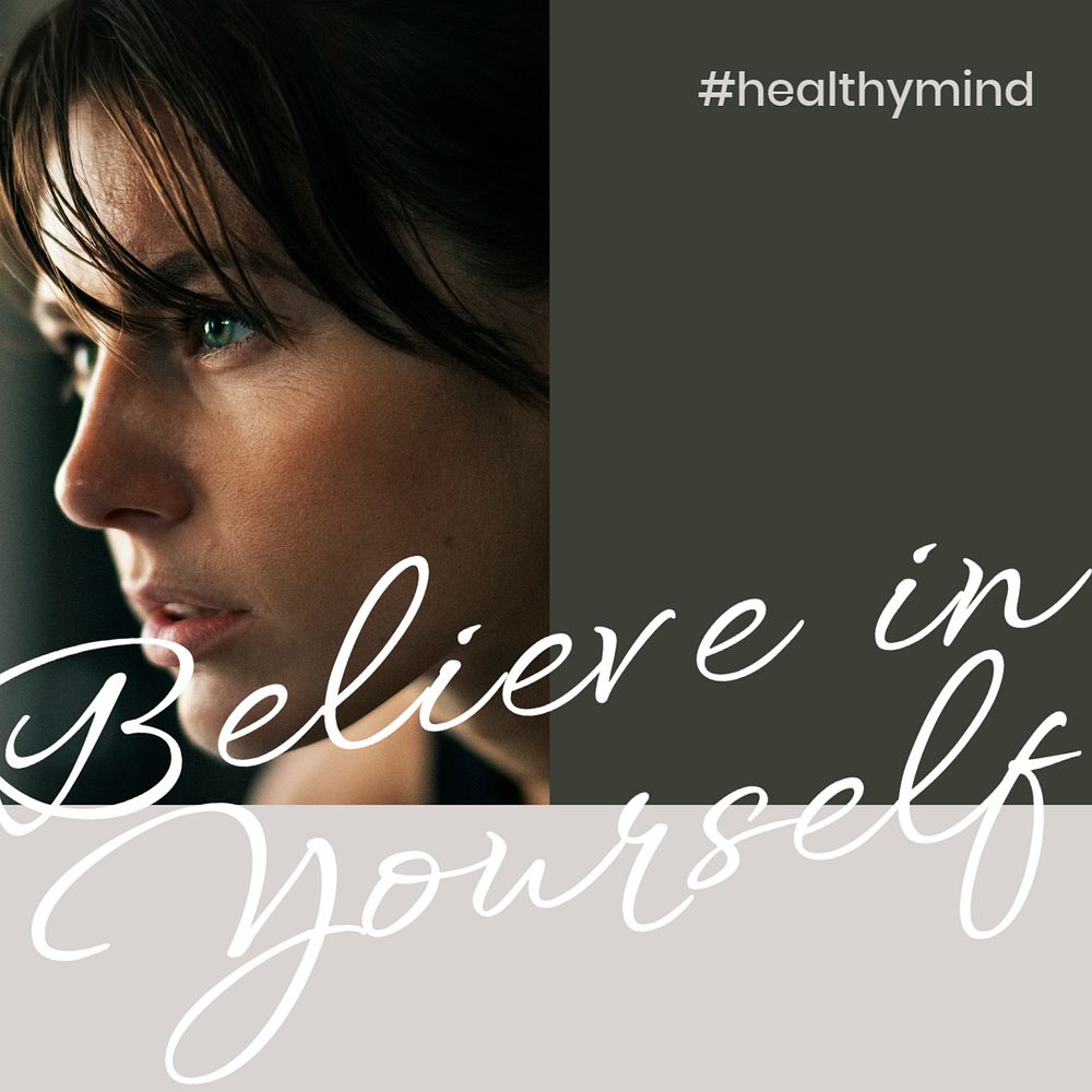 Inspirational wellness Instagram post template, believe in yourself quote