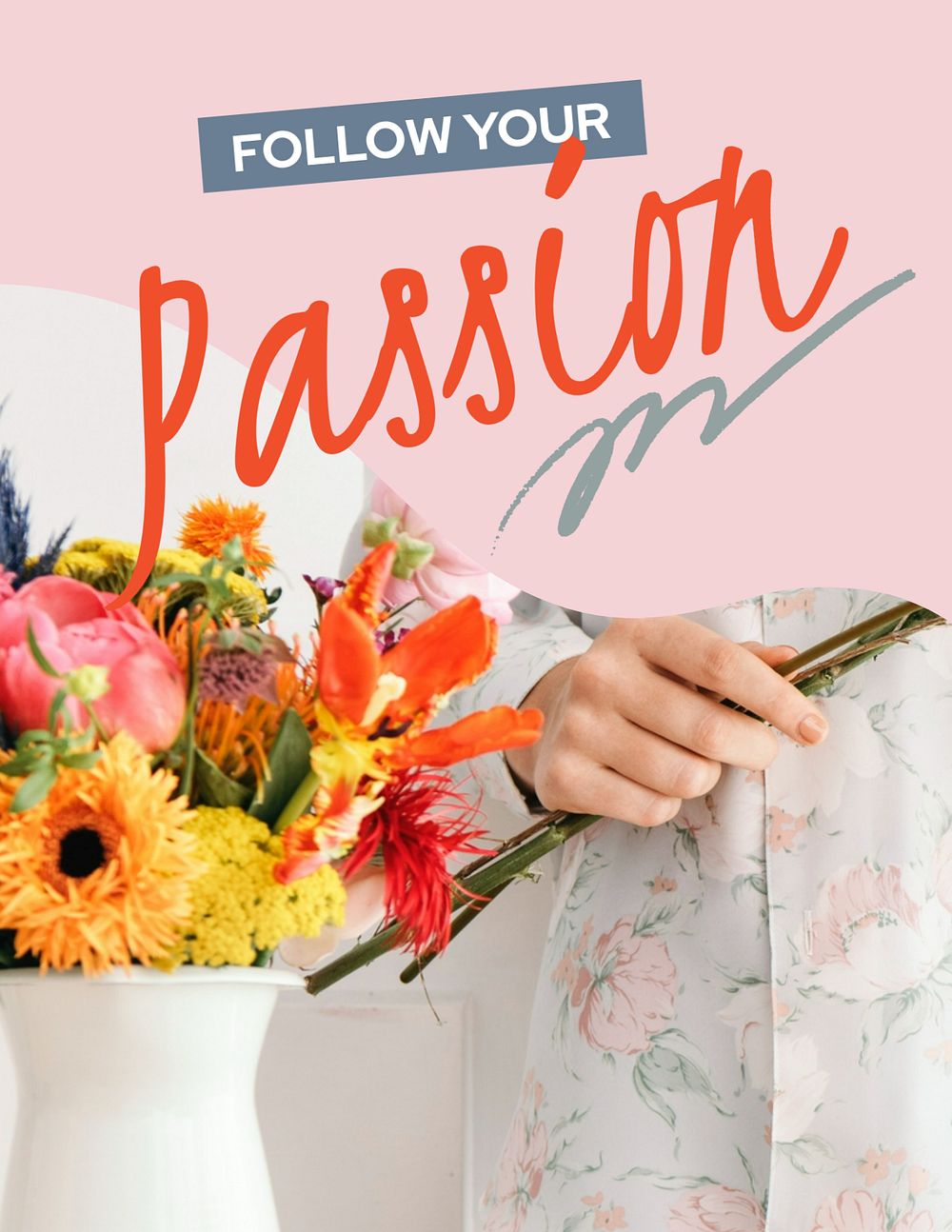 Florist flyer template, flower vase photo