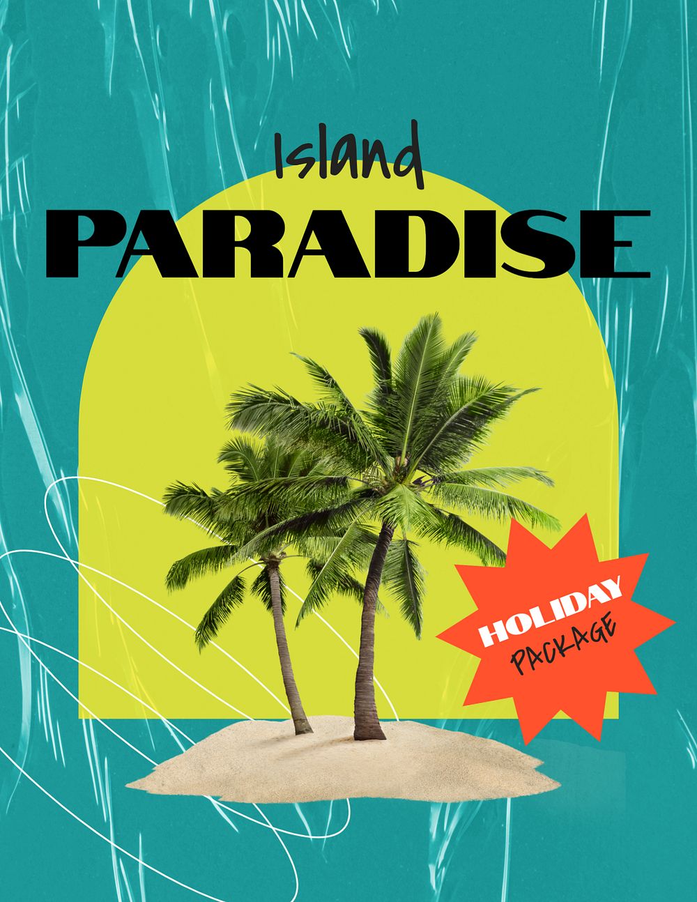 Island holiday flyer template, travel ad 