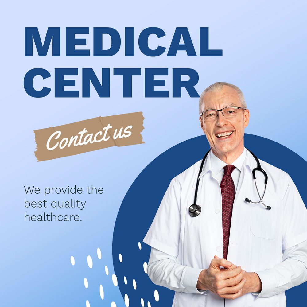 Medical center template social media post, healthcare campaign