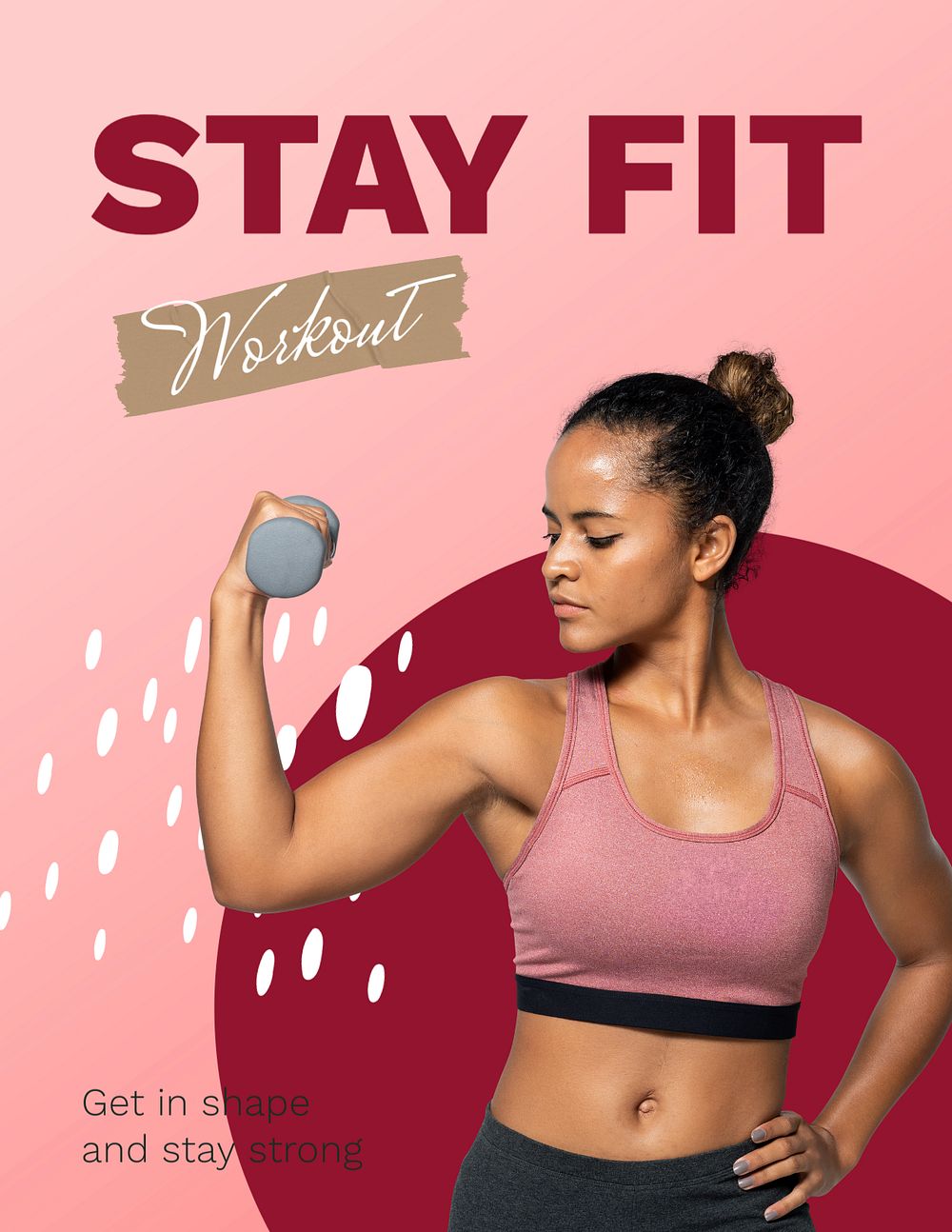 Exercising woman flyer template, fitness campaign 