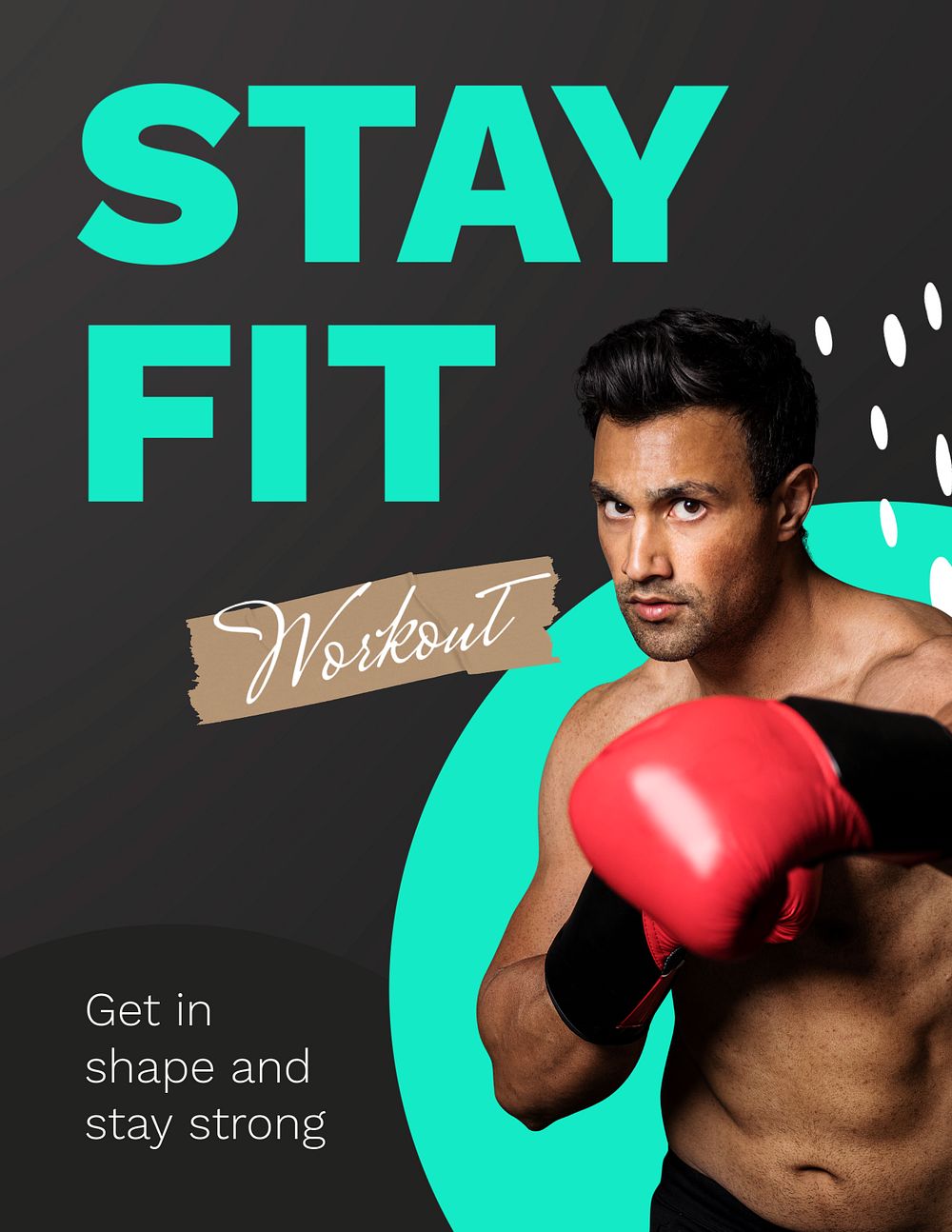 Exercising man flyer template, fitness campaign 