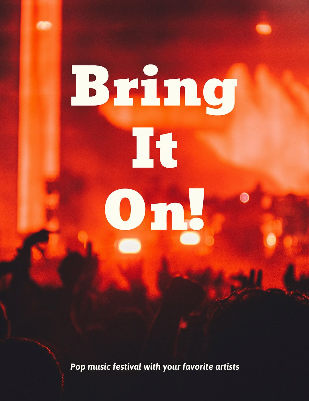 Music festival flyer editable template, bring it on text