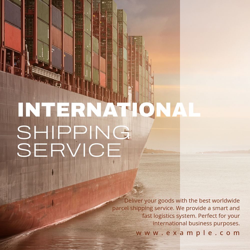 International logistics Instagram post template, industry editable design 