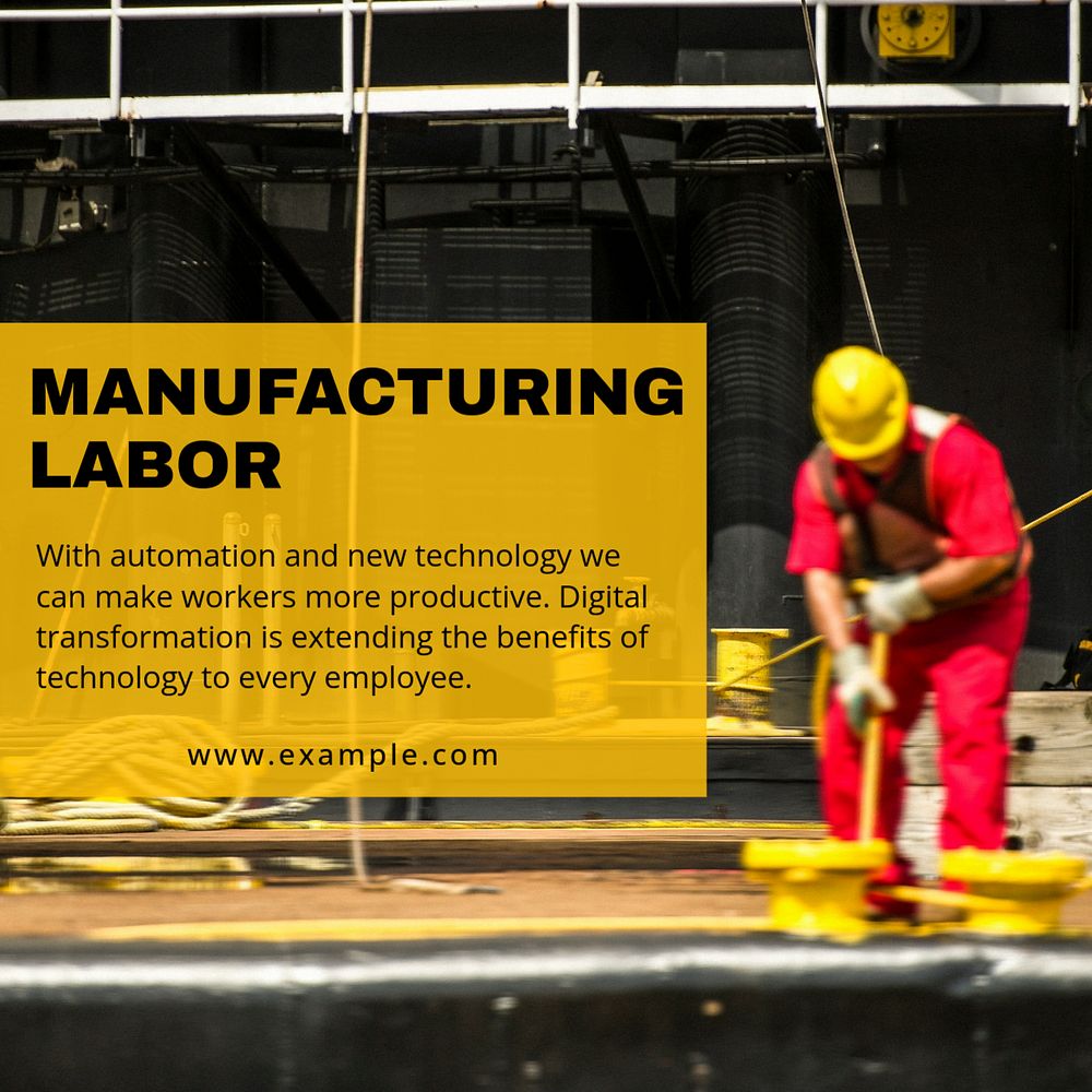 Manufacturing labor Instagram ad template, industry editable text