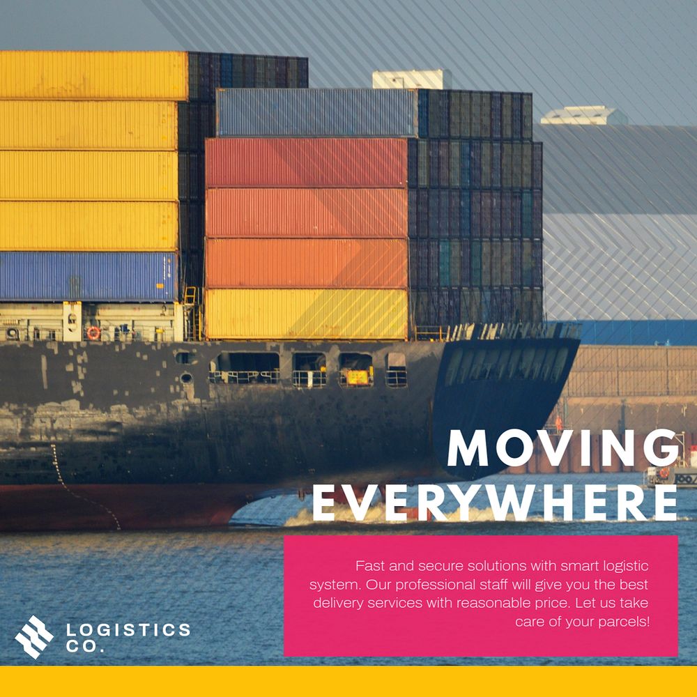 Logistic services Instagram ad template, industry editable design 