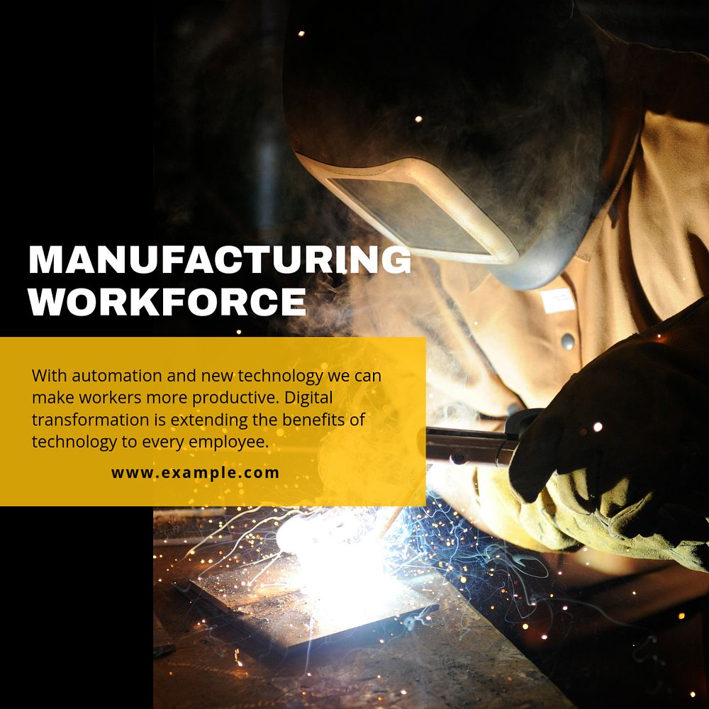 Manufacturing workforce Instagram ad template, industry editable text