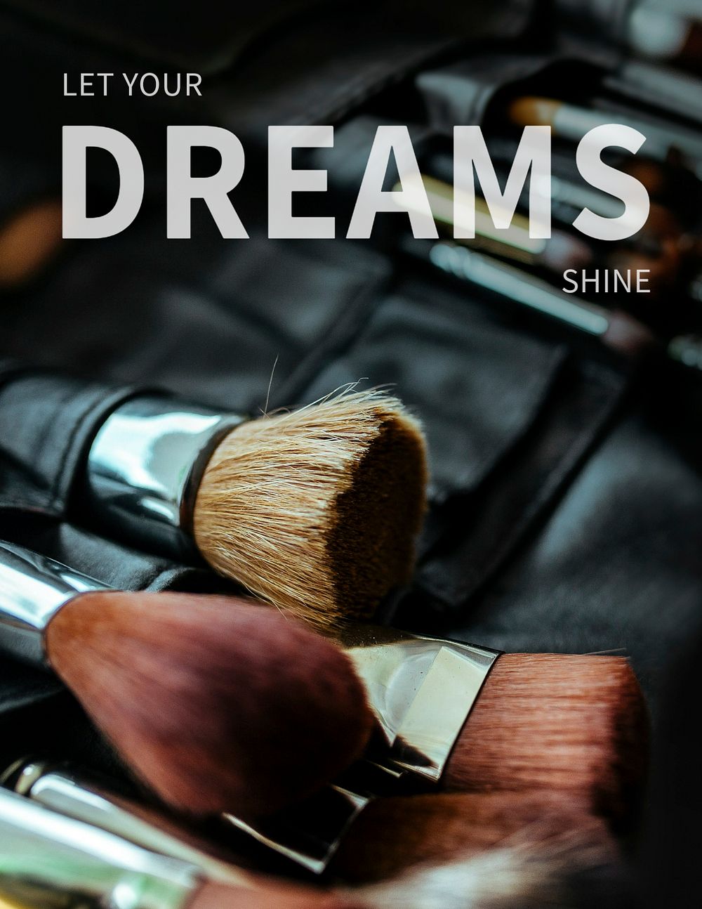 Makeup brush flyer template, positive quote