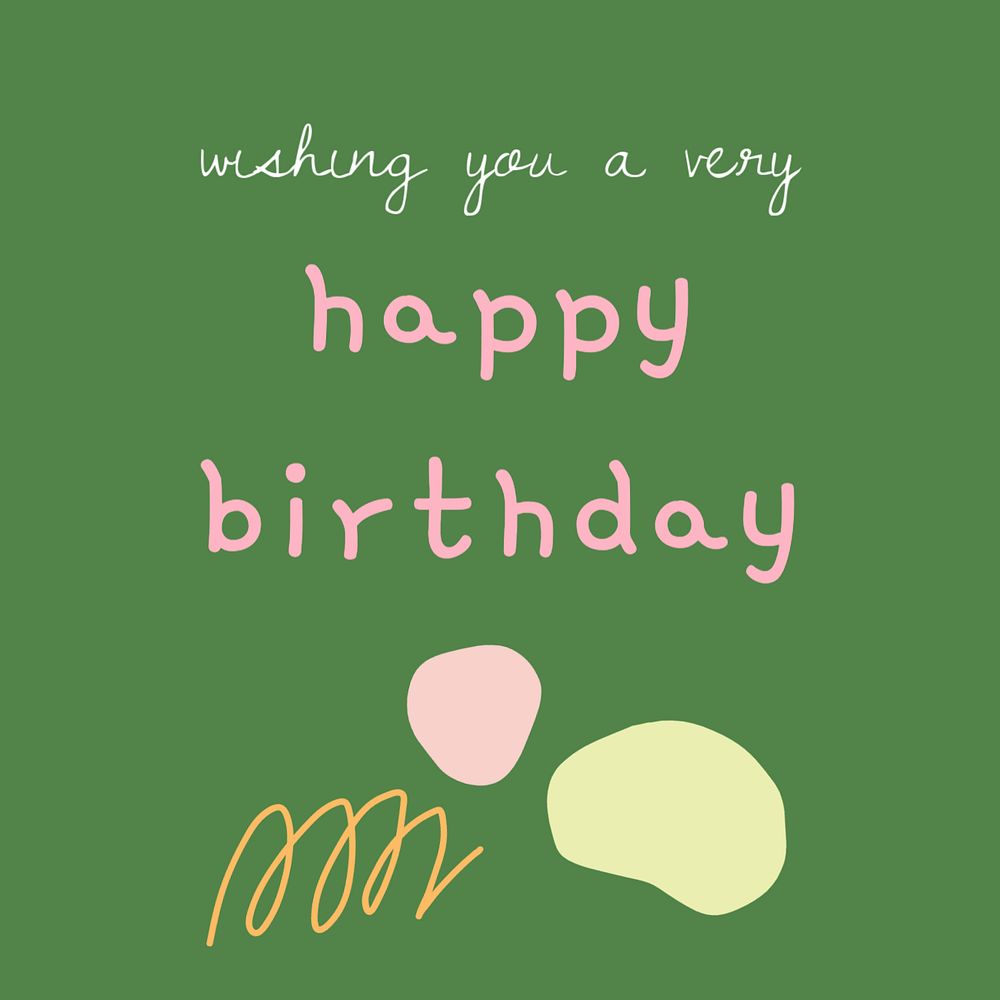 Birthday social media post template, editable text on cute design