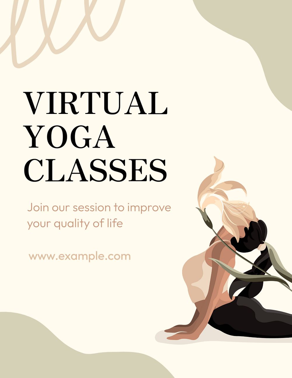 Yoga class poster template, editable cute design