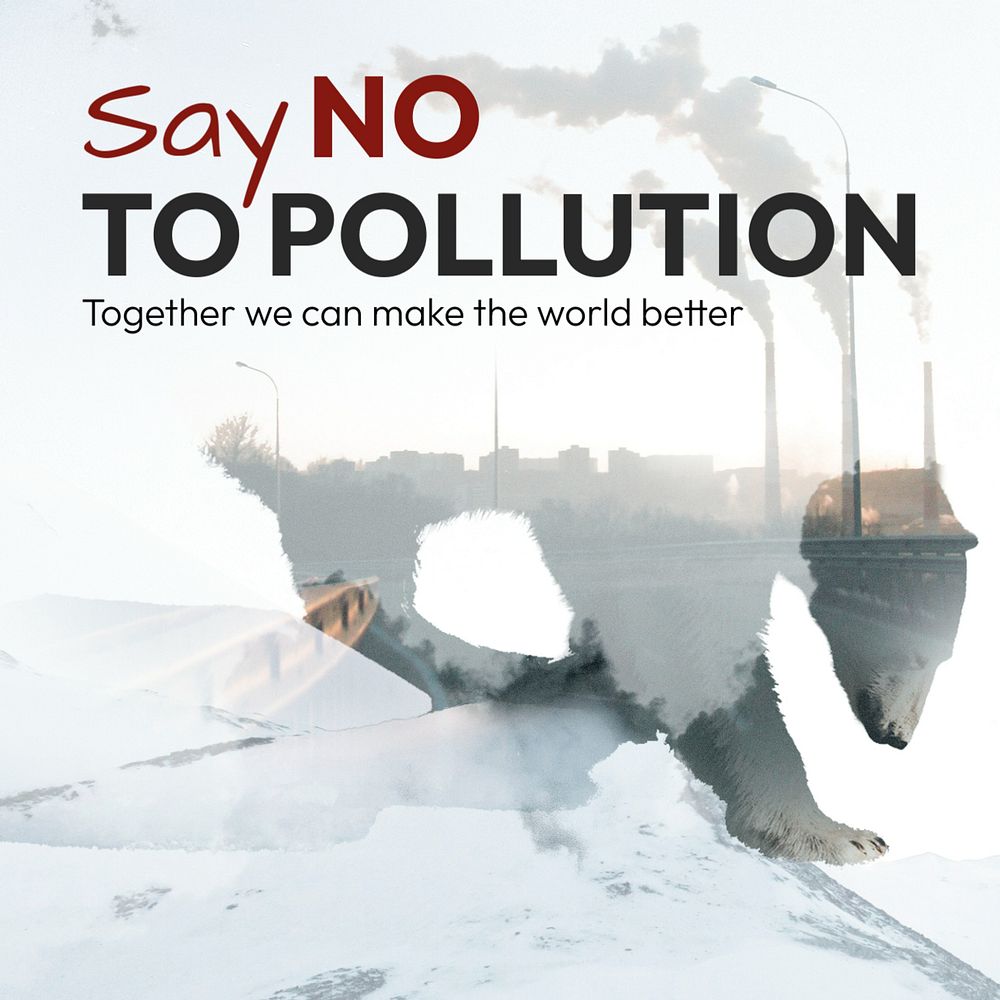 No pollution, Instagram post template, editable remixed media design