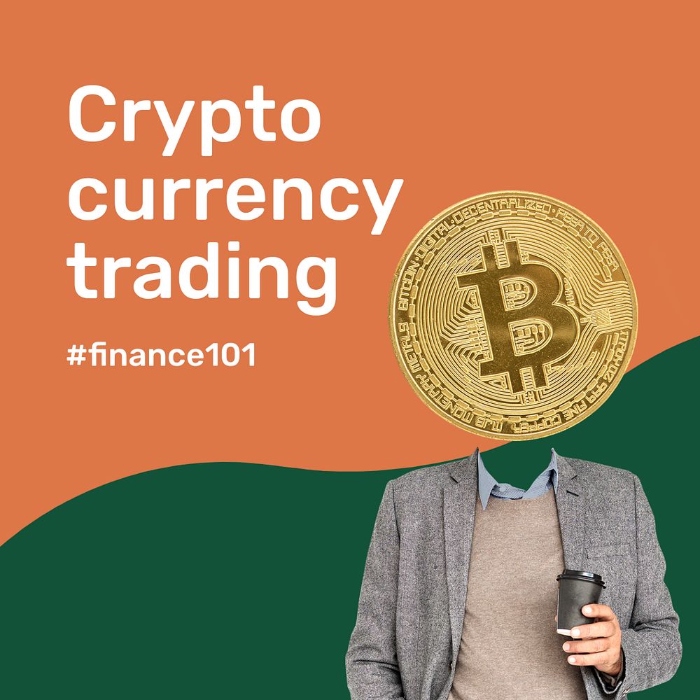 Cryptocurrency trading Instagram post template, business remixed media 