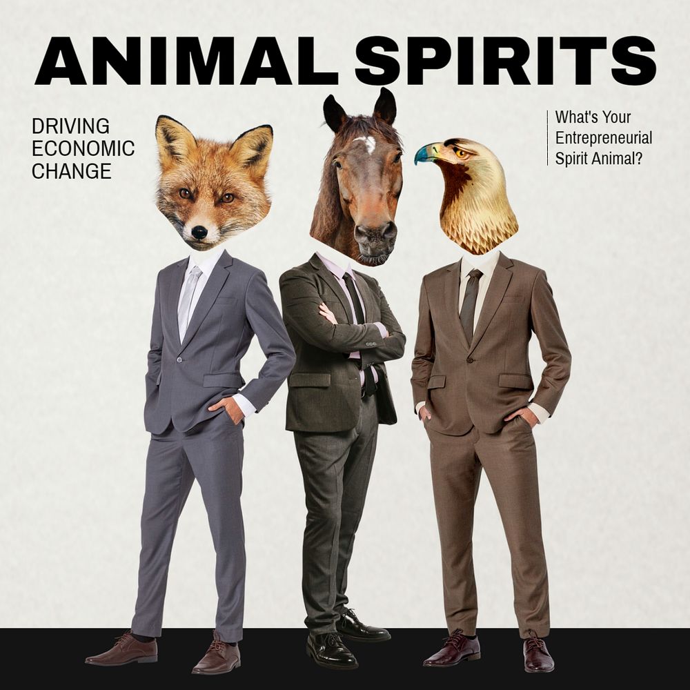 Animal spirits Instagram post template, business remixed media 