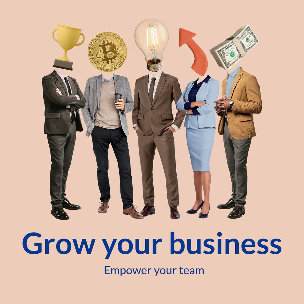 Grow your business Instagram post template, startup remixed media 