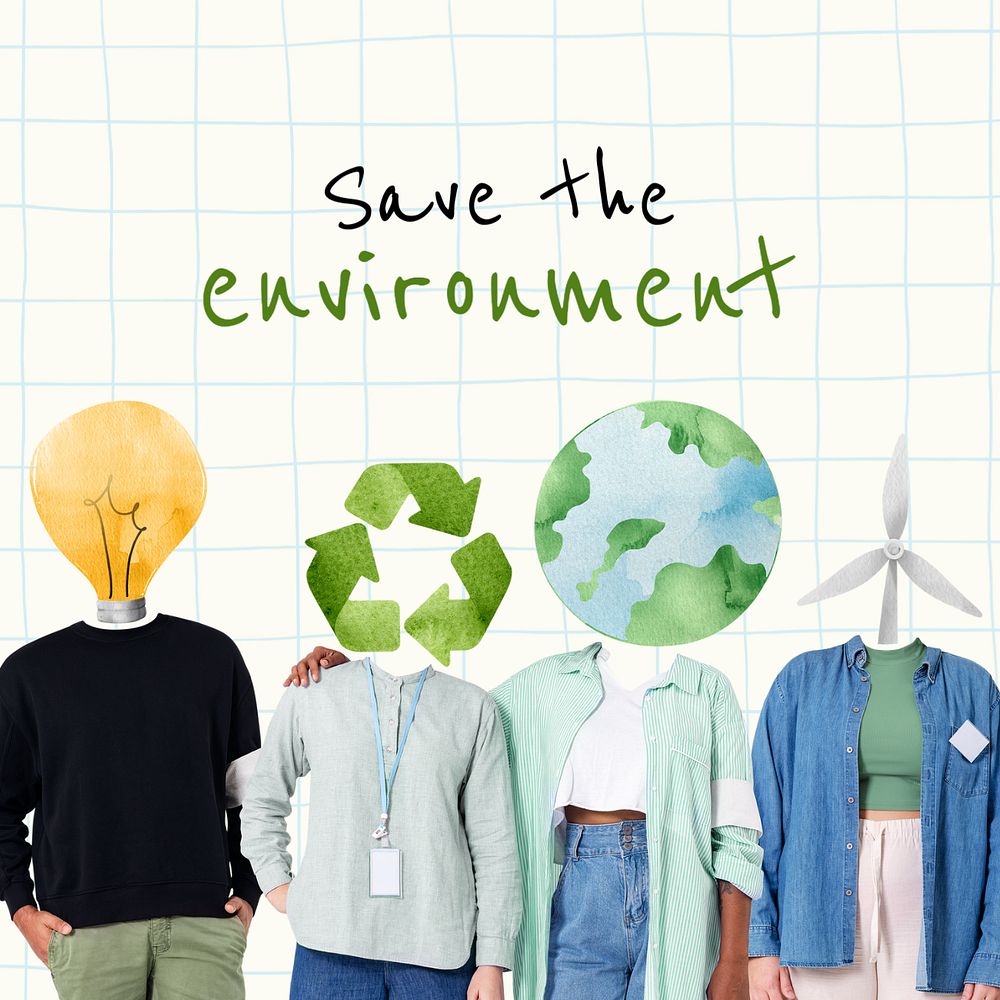 Environment Instagram post template, save the world remixed media 