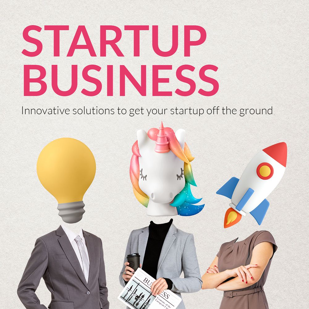 Startup business Instagram post template, abstract remixed media