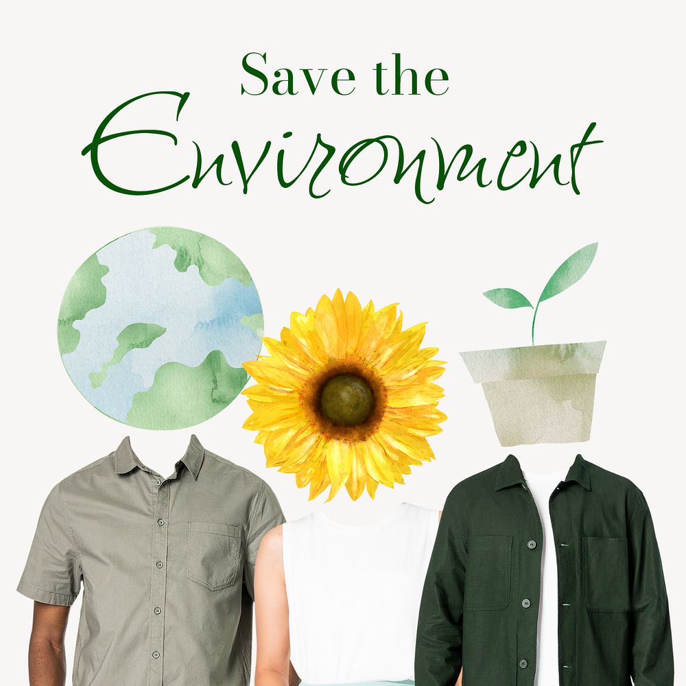 Save environment Instagram post template, creative remixed media