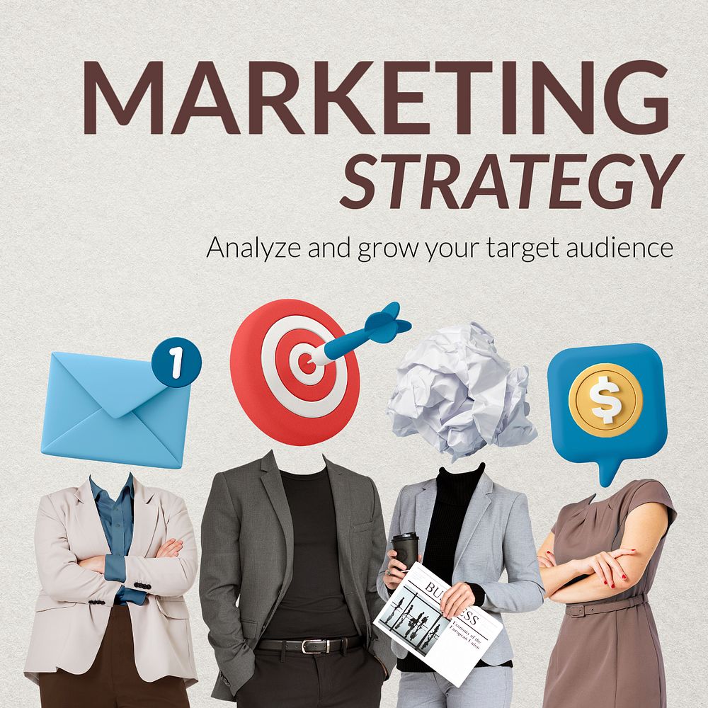 Marketing strategy Instagram post template, business remixed media 