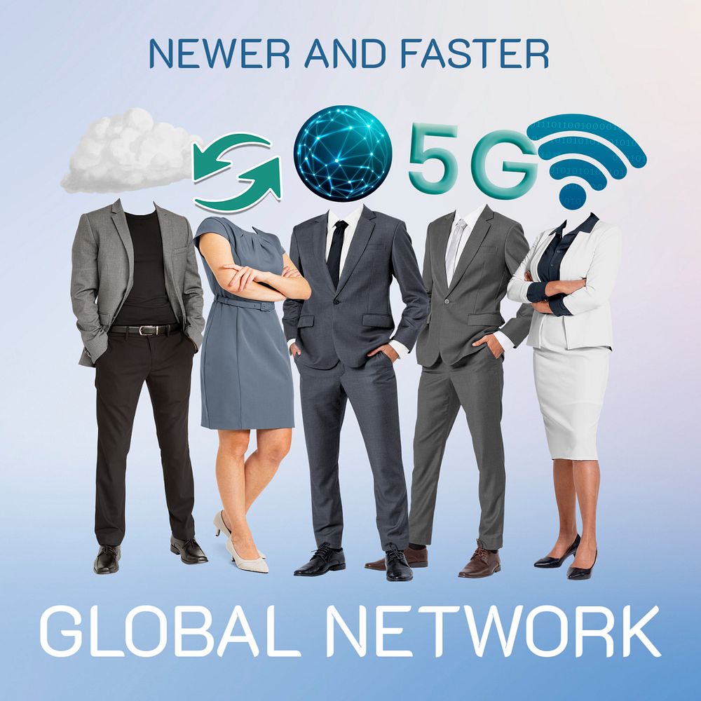 Global network Instagram post template, business communication remixed media 