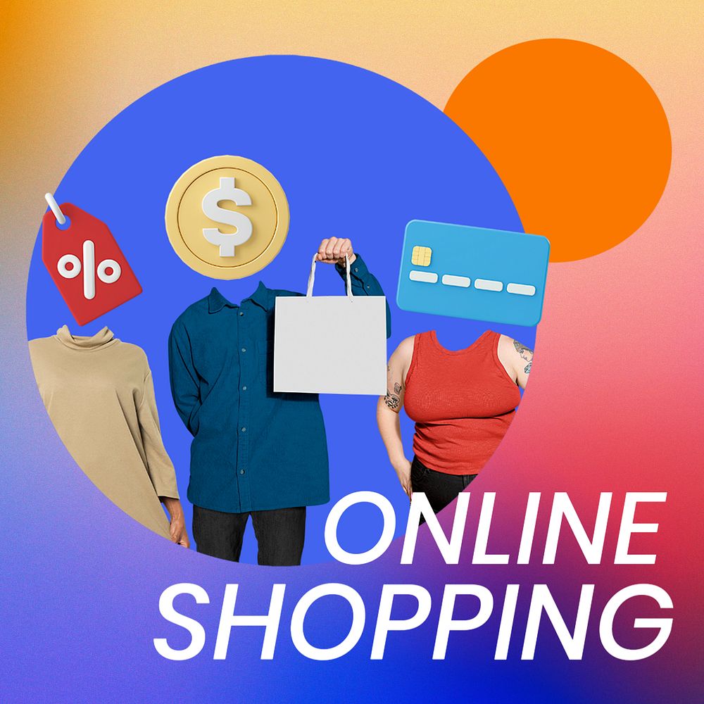 Online shopping Instagram post template, lifestyle remixed media