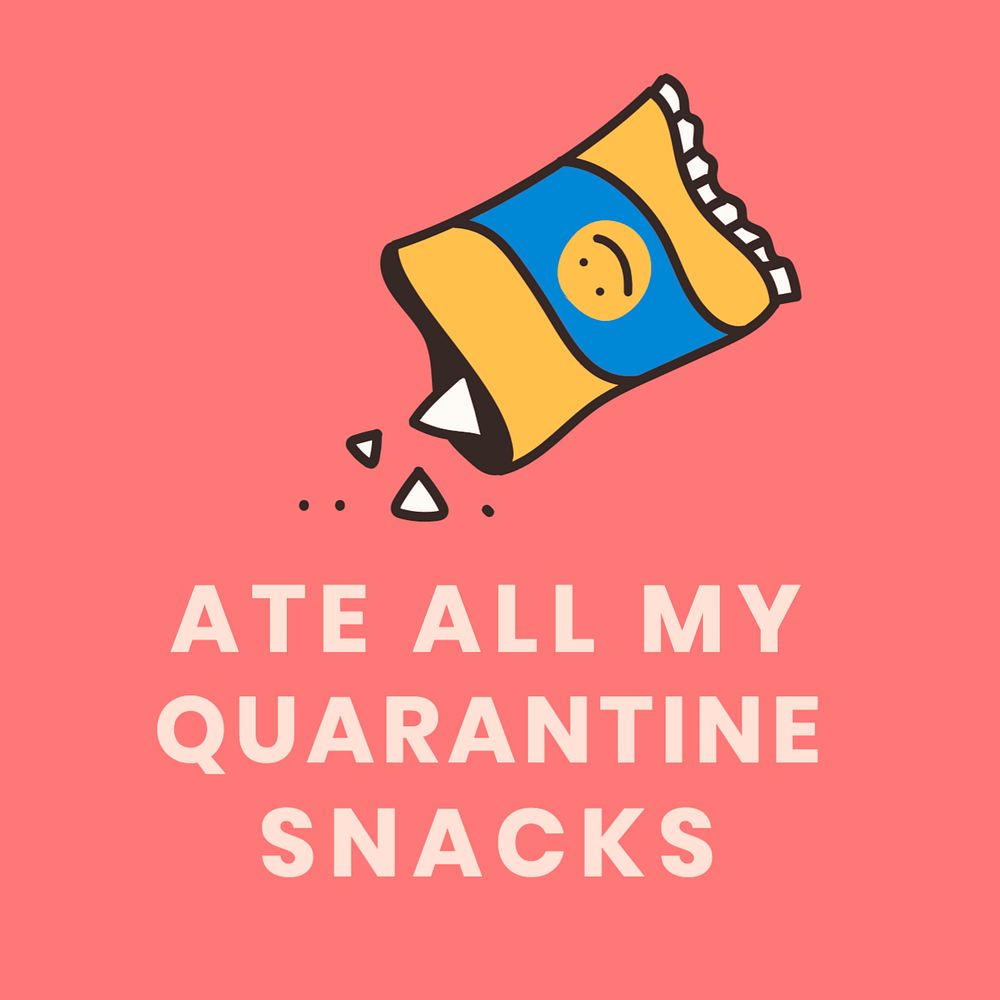 Eating snack Facebook post template, quarantine activity