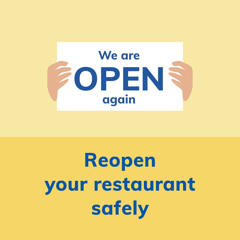 Restaurant reopening Instagram post template, COVID-19 editable design