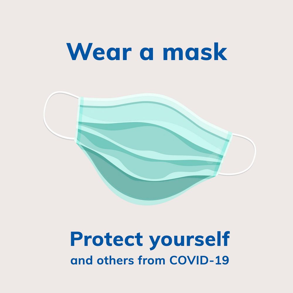 Wear a mask Instagram post template, COVID-19 editable design