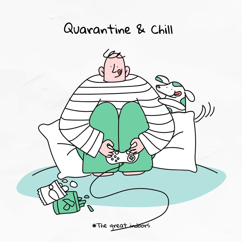 Quarantine & chill Instagram post template, customizable design