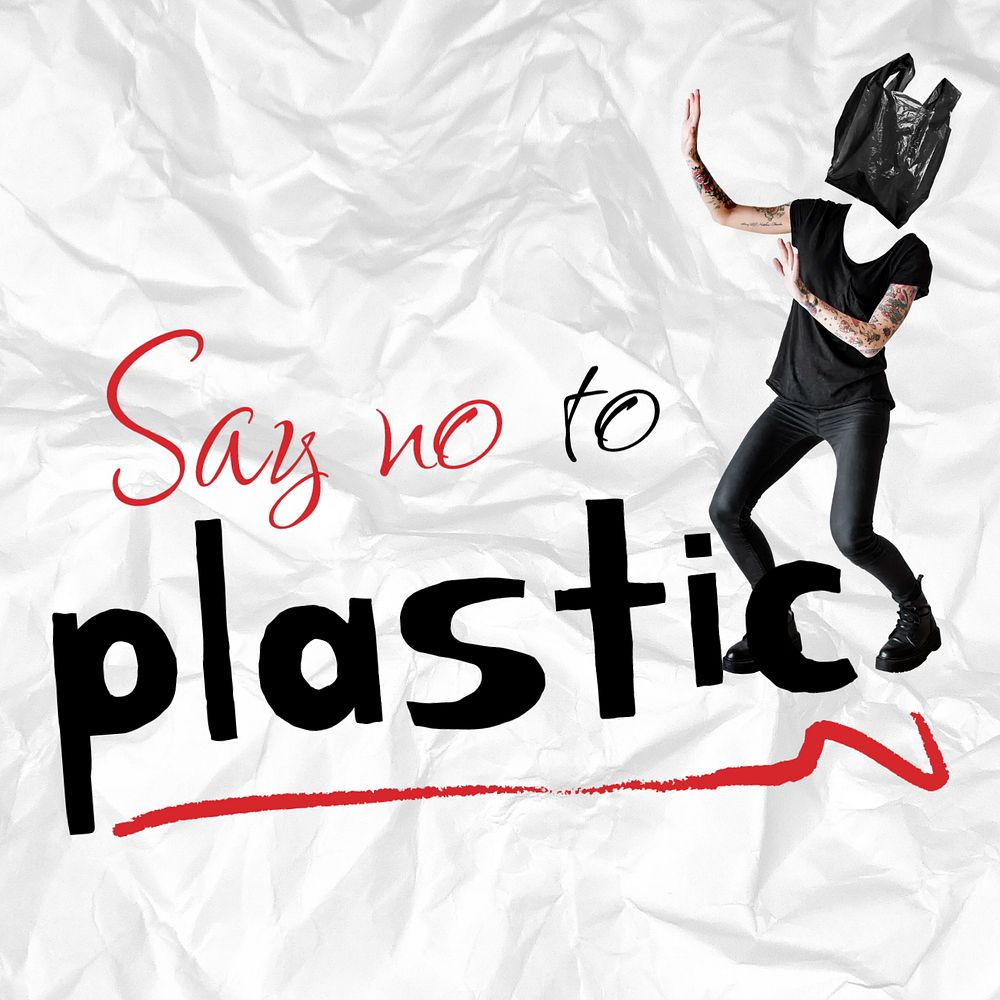 No plastic Instagram post template, environment remixed media 