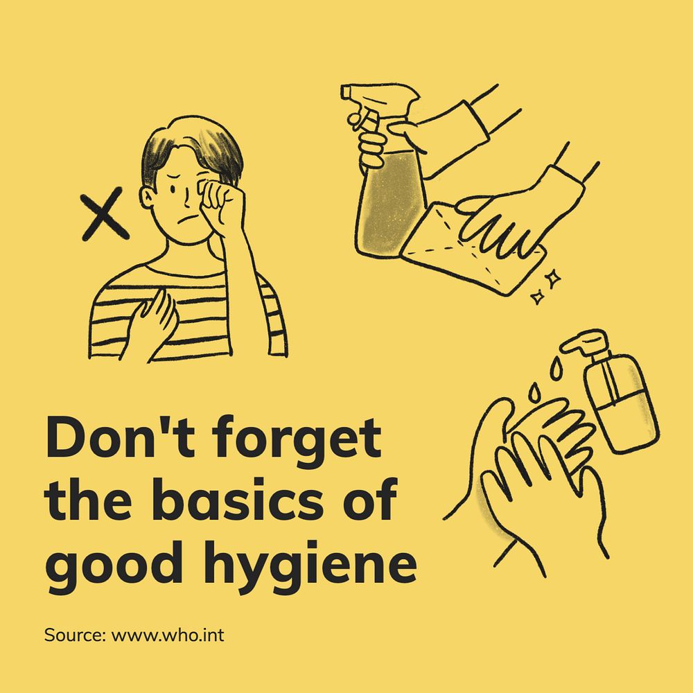 Good hygiene Facebook post template, COVID-19 editable text