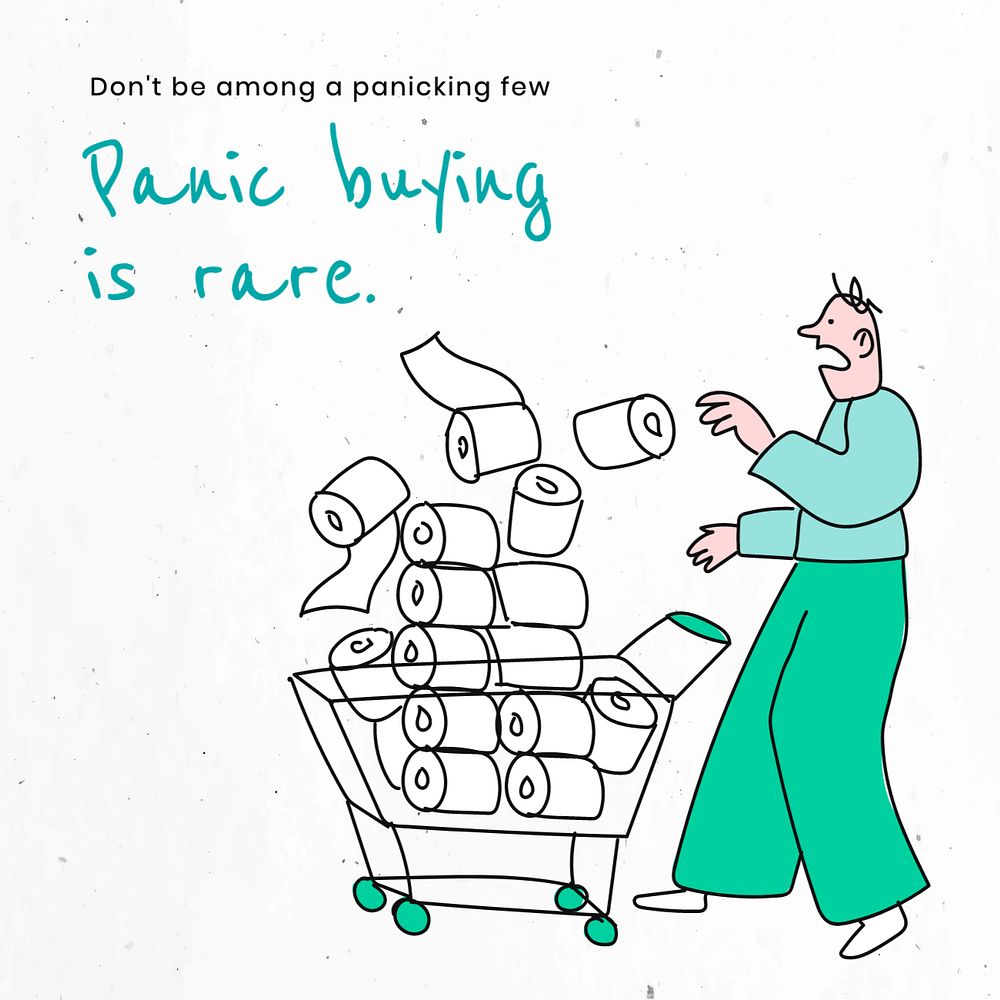 Pandemic panic buying Instagram post template, editable design