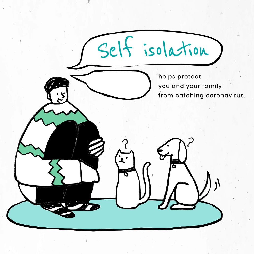 Covid-19 self isolation Instagram post template, editable design