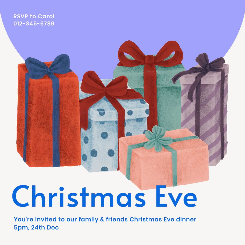 Christmas eve Facebook ad template, editable text & design