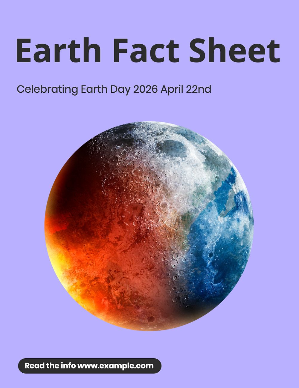 Earth fact sheet, editable flyer template