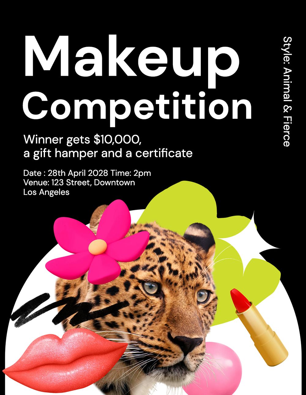 Makeup competition, editable flyer template for branding